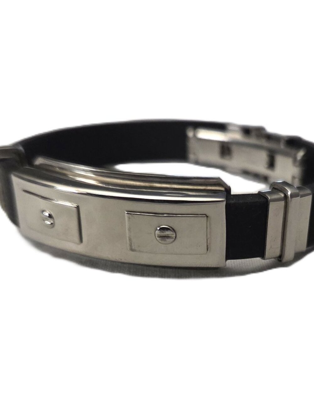 New Black Stainless Steel Bar Bracelet Snap Closure Jewelry Casual
